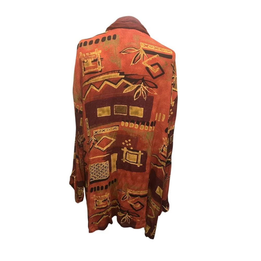 Southwest Indian Foundation‎ Size XL Lagenlook Red Cardigan